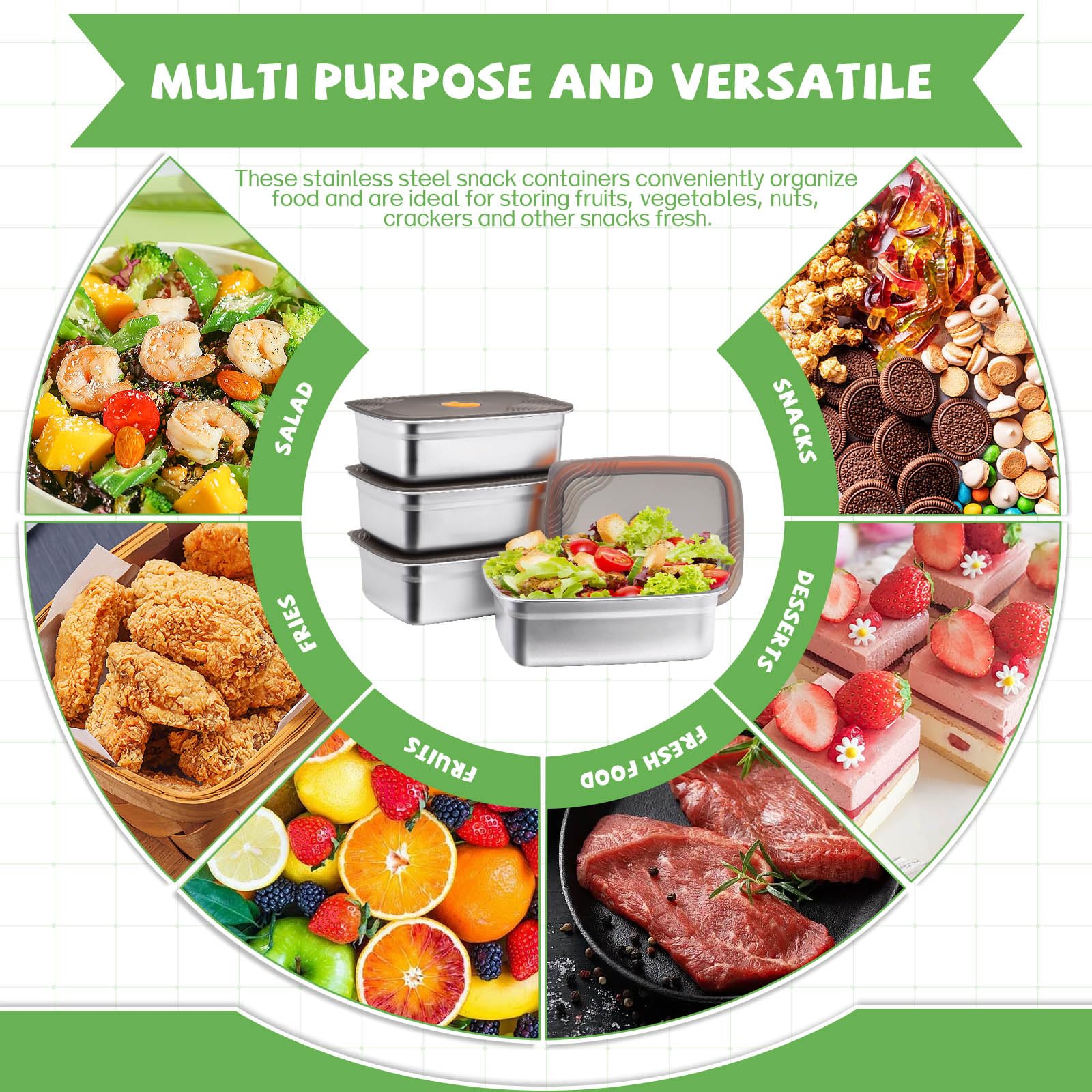 4 Stück Frischhaltedosen mit Deckel, Aufschnittbox Fresh, Meal Prep Container mit Deckel für Büro, Reisen