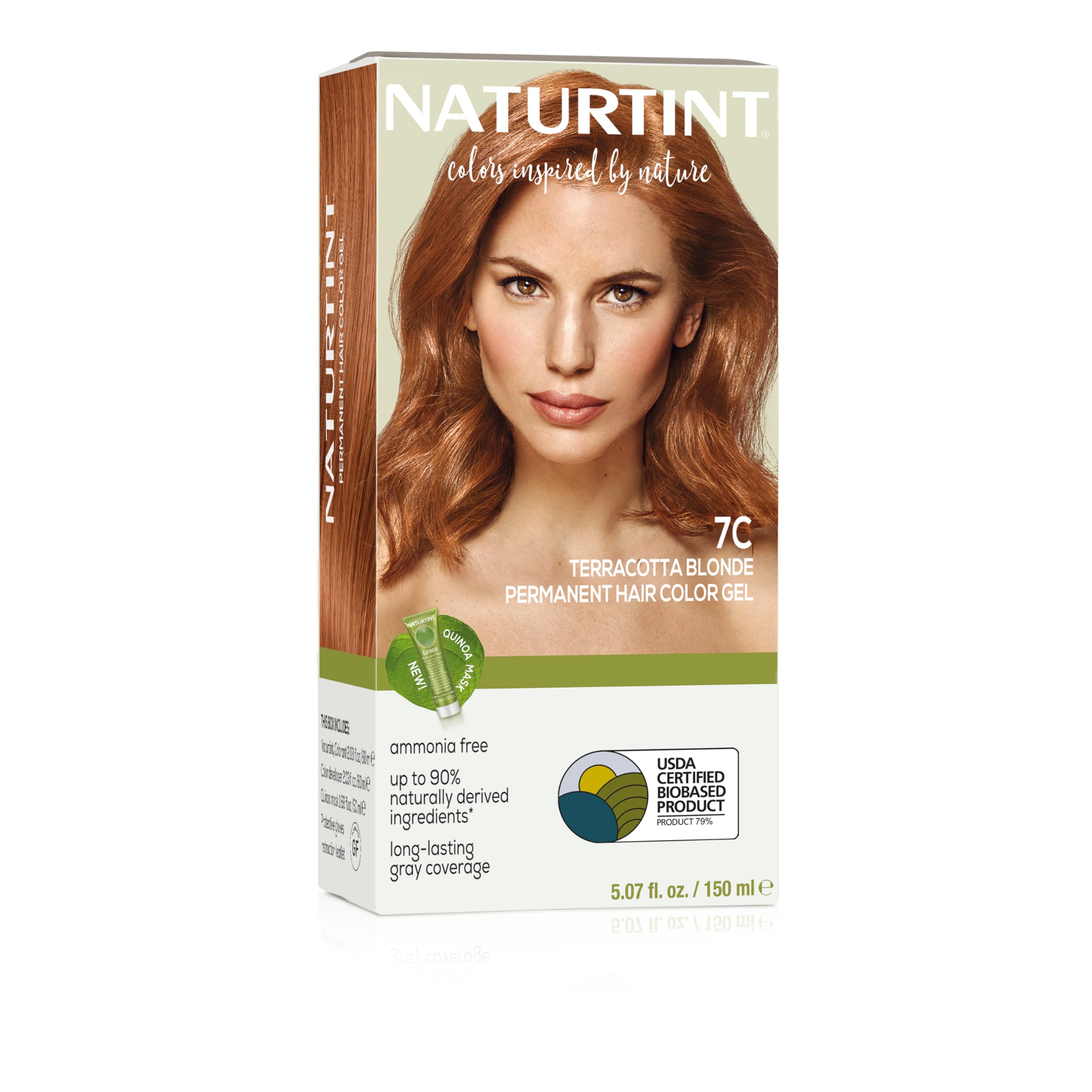 Naturtint 7C Terracotta Blonde Permanent Hair Color (Pack of 1), Ammonia Free, Vegan, Cruelty Free, up to 100% Gray Coverage, Long Lasting Results (Packaging may vary)