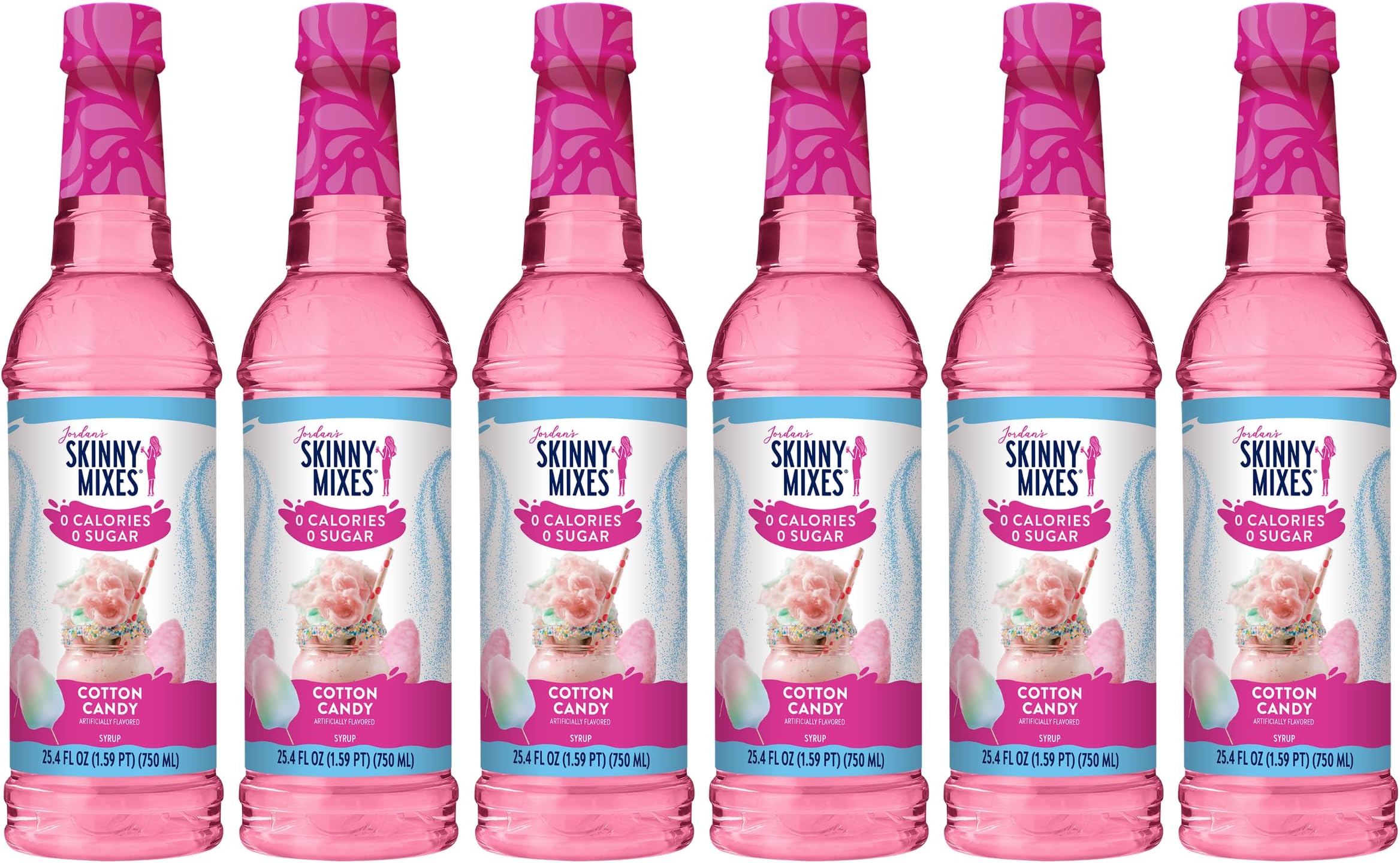 Jordan's Skinny Mixes Cotton Candy Syrup, Pack of 6, 25.4 fl oz