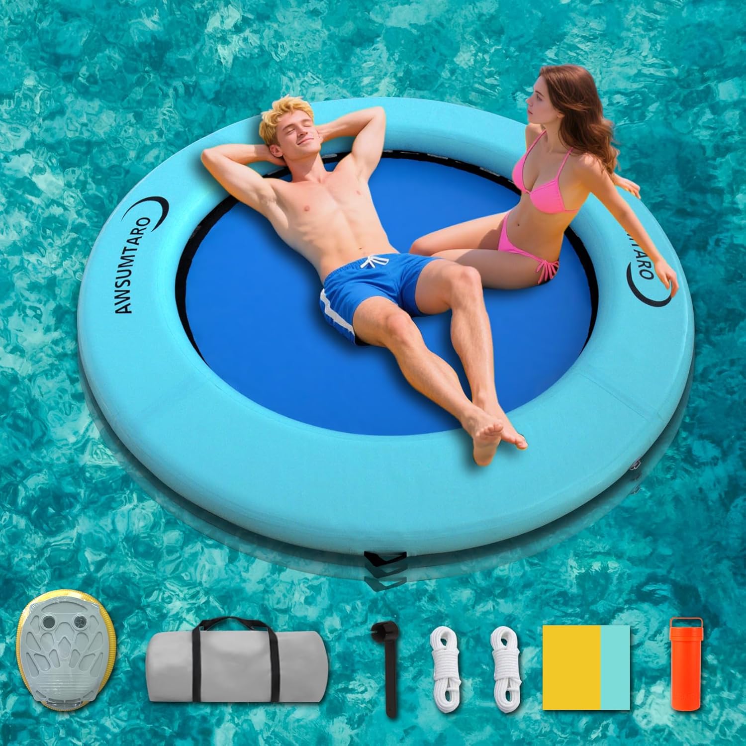 Inflatable Water Hammock, Suitable for Lakes, Pools, Beaches, Rivers, Adult Parties, Round Inflatable Dock