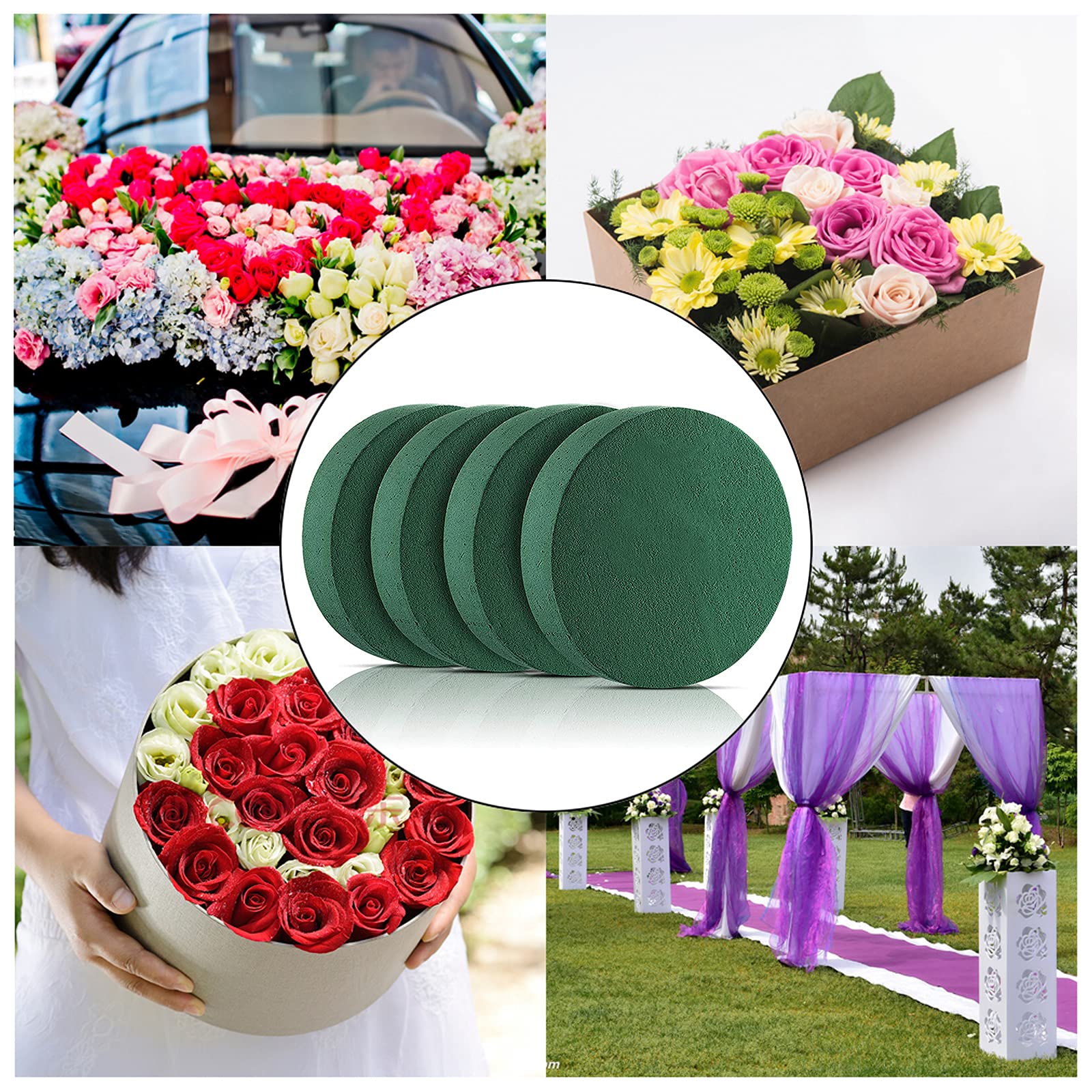 Minfuerang 6 Pezzi Schiuma Floreale 8x4 Cm, Cilindro In Spugna Floreale, Spugna Per Fiori Verde Per Fiori Secchi E Freschi, Per Feste, Casa, Matrimoni, Compleanni (6