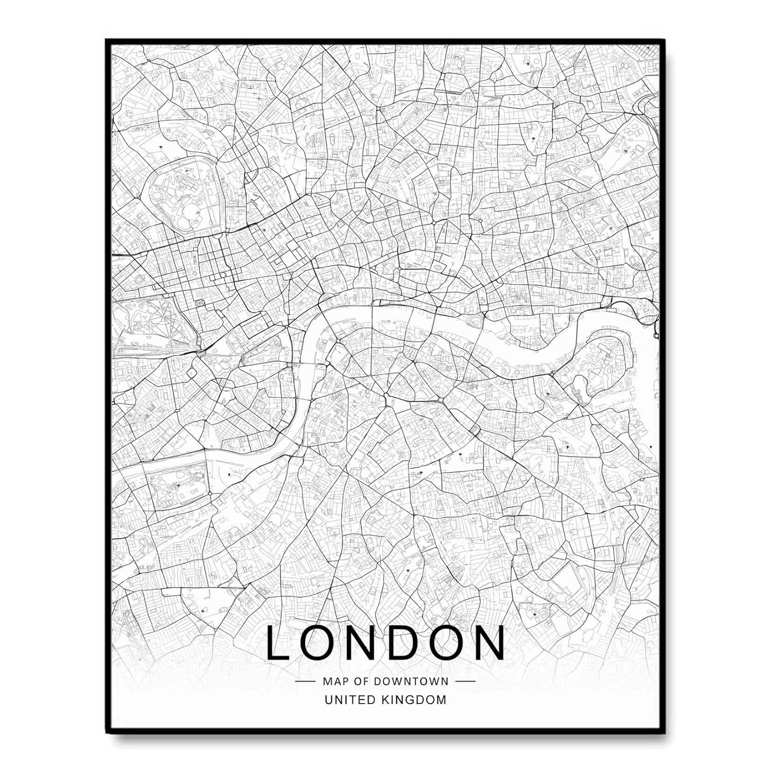 White City London Map Amazon.com: London Map Wall Art London Street Map Print London Map Decor  City Road Art Black And White City Map Office Wall Hanging 11X14Inch  Unframed : Handmade Products
