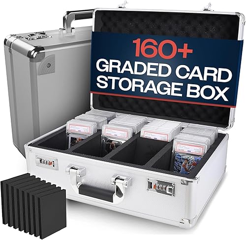 VALUN SLABPRO - Caja de almacenamiento de tarjetas graduadas de 4 filas caja de almacenamiento de tarjetas PSA duradera para deportes, losa