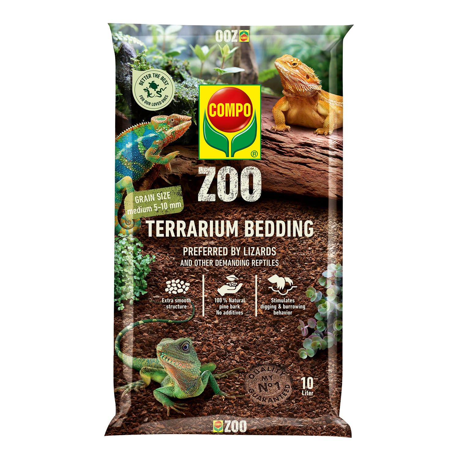 COMPO Zoo podłoże do terrariów dla jaszczurek i innych wymagających gadów, średnia ziarnistość 5-10 mm