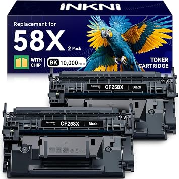 InkNI CF258X 58X Toner Cartridge with Chip Compatible Replacement for HP 58X CF258X 58A CF258A for LaserJet MFP M428fdw M428fdn M428dw M404 M428 Pro M404n M404dn M404dw Printer2 Pack