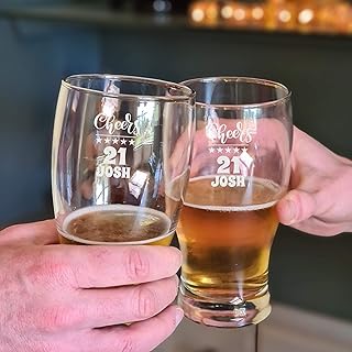 Personalised 21st Birthday Gift for Him - 21st Birthday Pint Glass - 21st Birthday Gifts for Friend - 21st Birthday Ideas for Men - 21st Birthday Engraved Glass - 21st Birthday Beer Glass