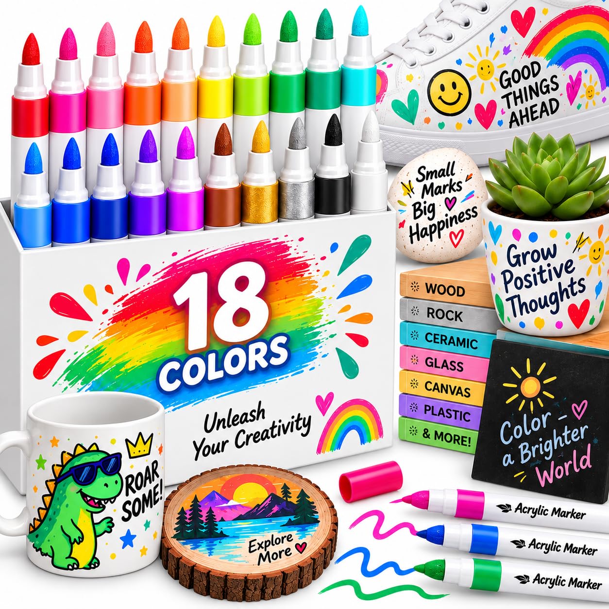 Acrylic Paint Marker Set - 12 Colors for Crafts & Art -11