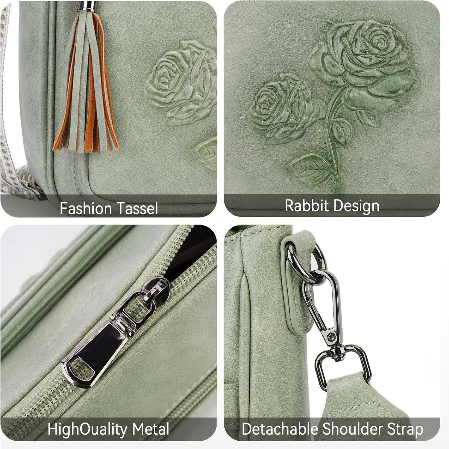 Crossbody Bags for Women Trendy Vegan Leather Hobo Purses Embossed Shoulder Handbag Lightweight Travel Purse