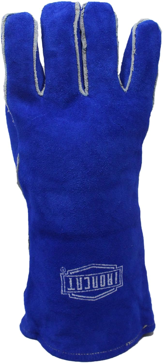 West Chester IRONCAT 9041 Select Split Cowhide Leather Stick Welding Gloves: Large, 1 Pair, Blue (9041/L)