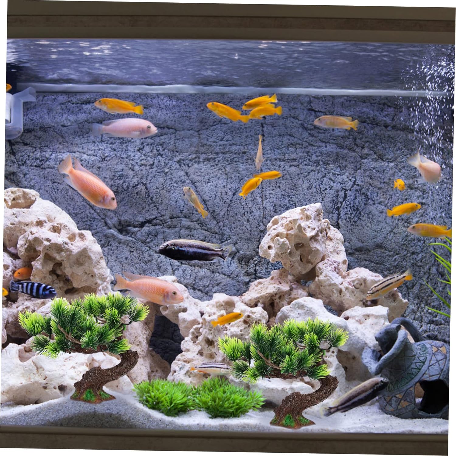 4pcs Fish Tank Landscaping Pine Tree Aquarium Pets Plants Aquarium Plant Artificial Fish Tank Pine Tree Artificial Pine Tree Artificial Plants Outdoor Fish Tan