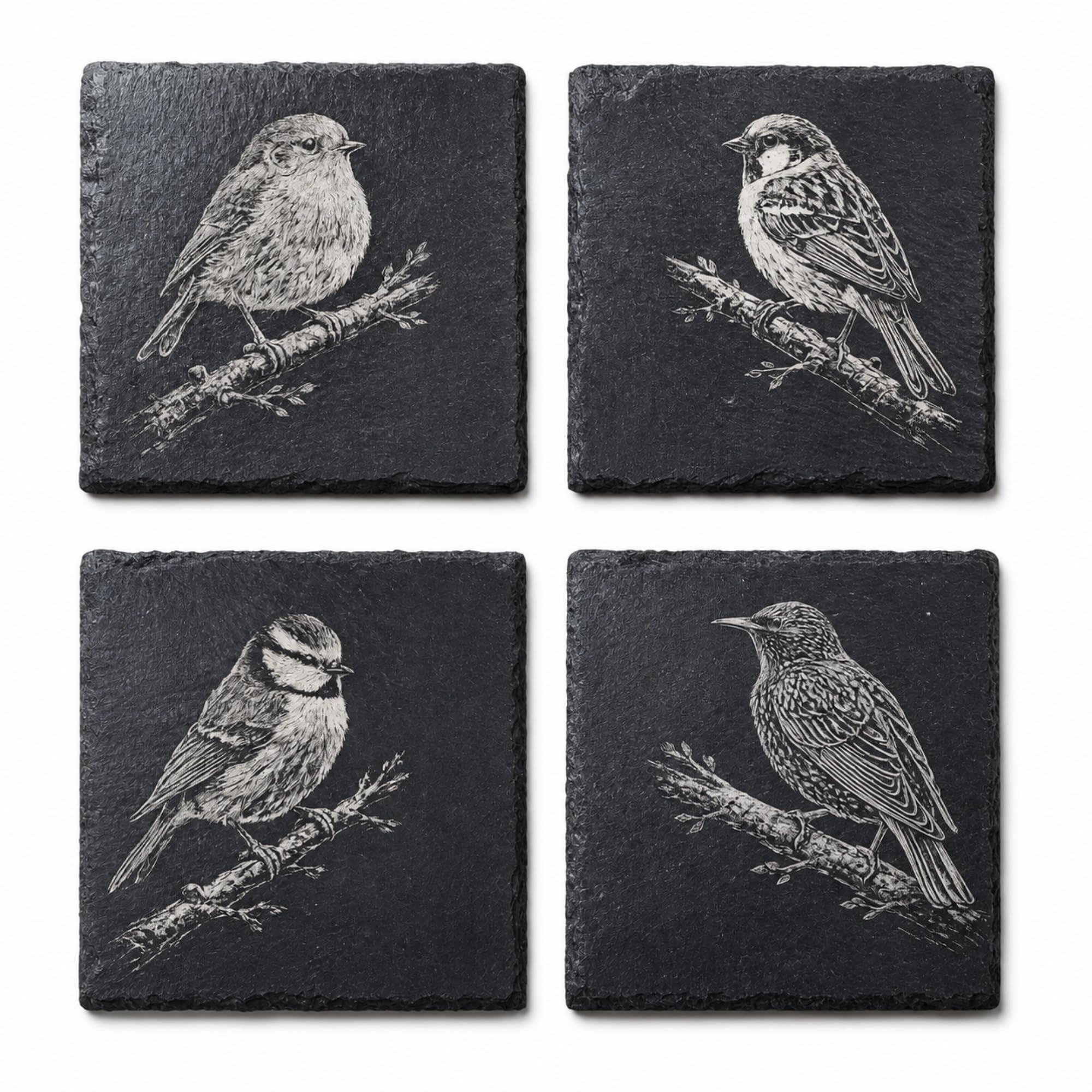 TrulyGiftedStoreUK British Garden Birds Natural Slate Coasters Set of 4