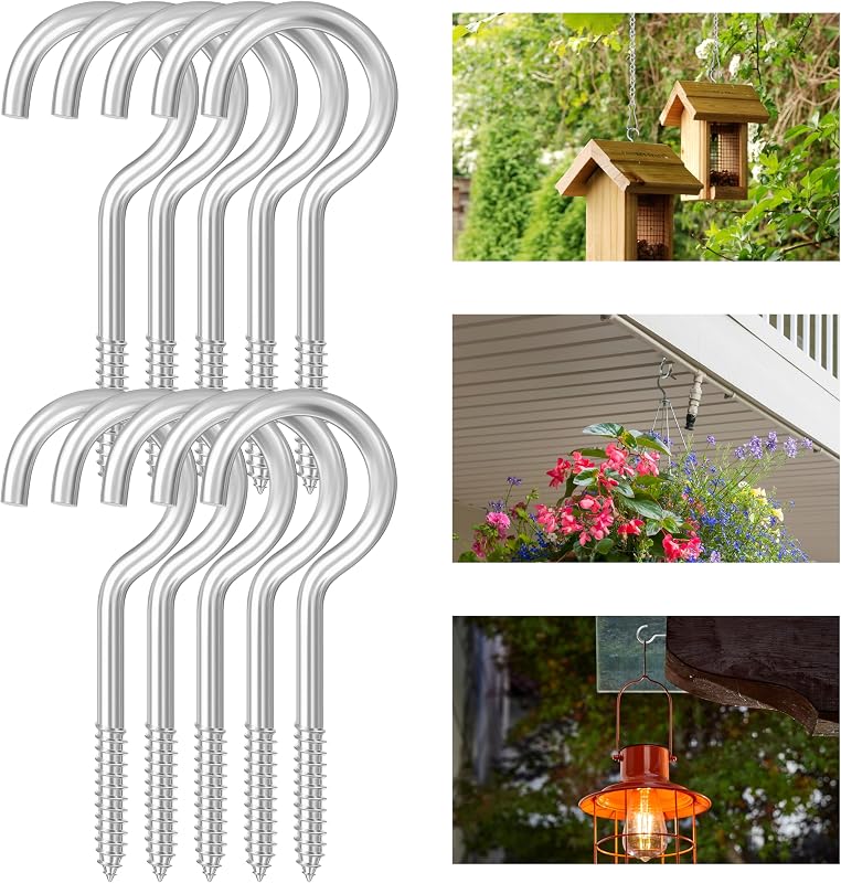 Dpyrrhic 4 Inch Large Heavy Duty Screw Hooks, 10 Pcs Ceiling Hooks for Hanging Plants Indoor and Outdoor Use