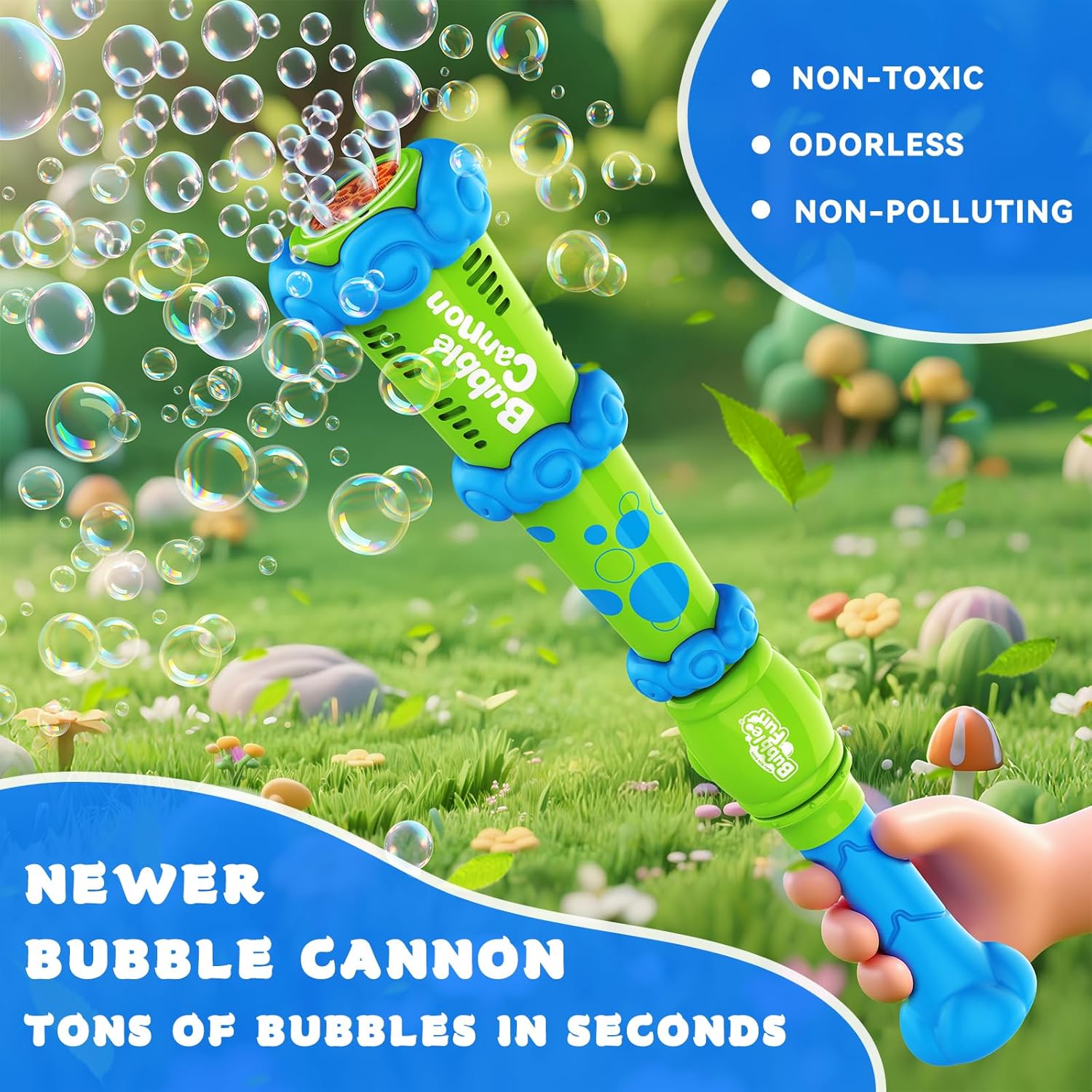 Electric Bubble Wand for Kids - Tons of Long-Lasting Bubbles in Seconds - 8oz Bubble Solutions Included (Suitable for Toddlers & Pets) - Bubble Machine for Indoor/Outdoor Party Gifts for Ages 3+
