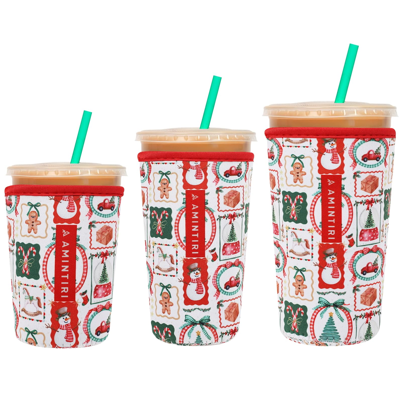 3 Pack Reusable Insulator Neoprene Sleeve for Iced Coffee &amp; Cold Soda