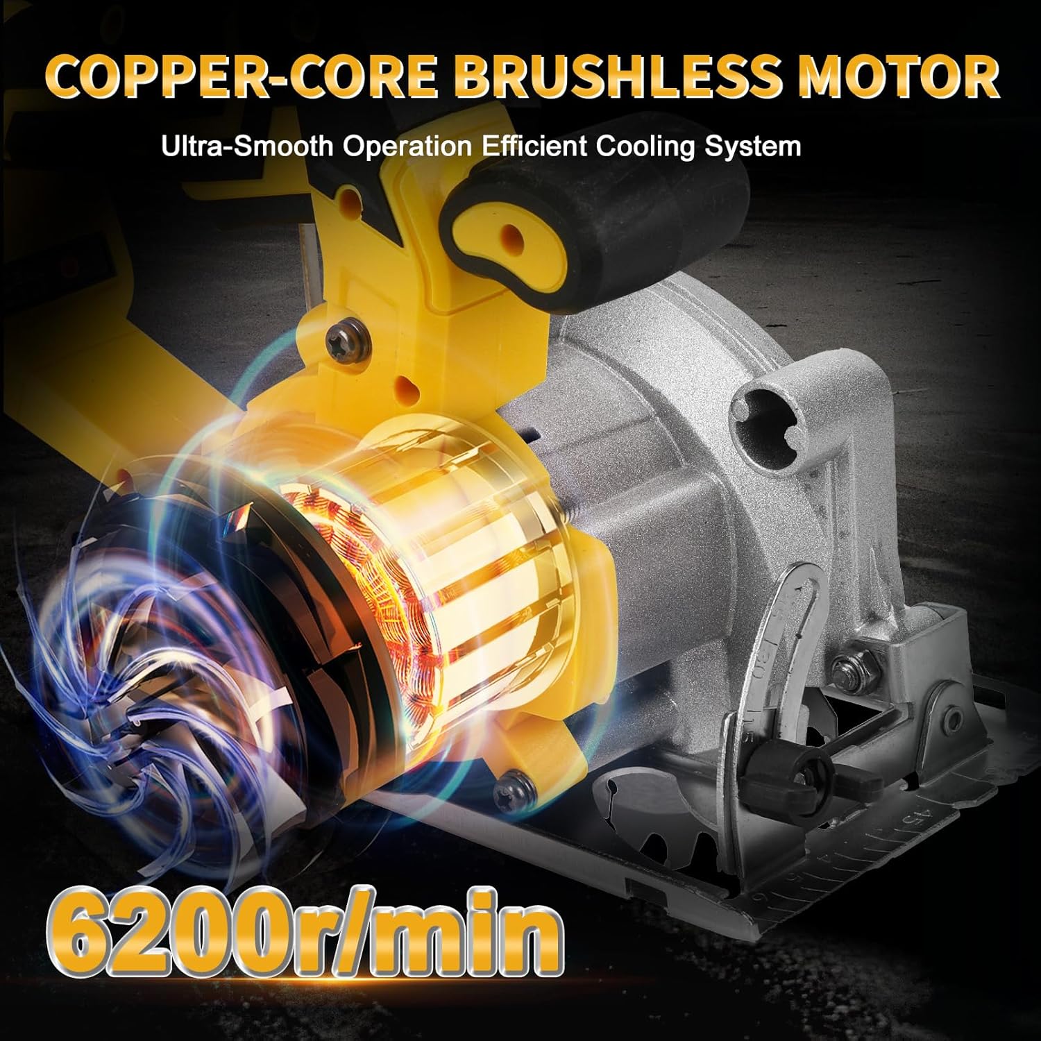 5.5 Inch Circular Saw Compatible with Dewalt 20V Max Battery(No Battery), Brushless Round Saw Kit, 0-45° Cutting Bevel, 6200 RPM, Idea for Wood Plastic Soft Metal