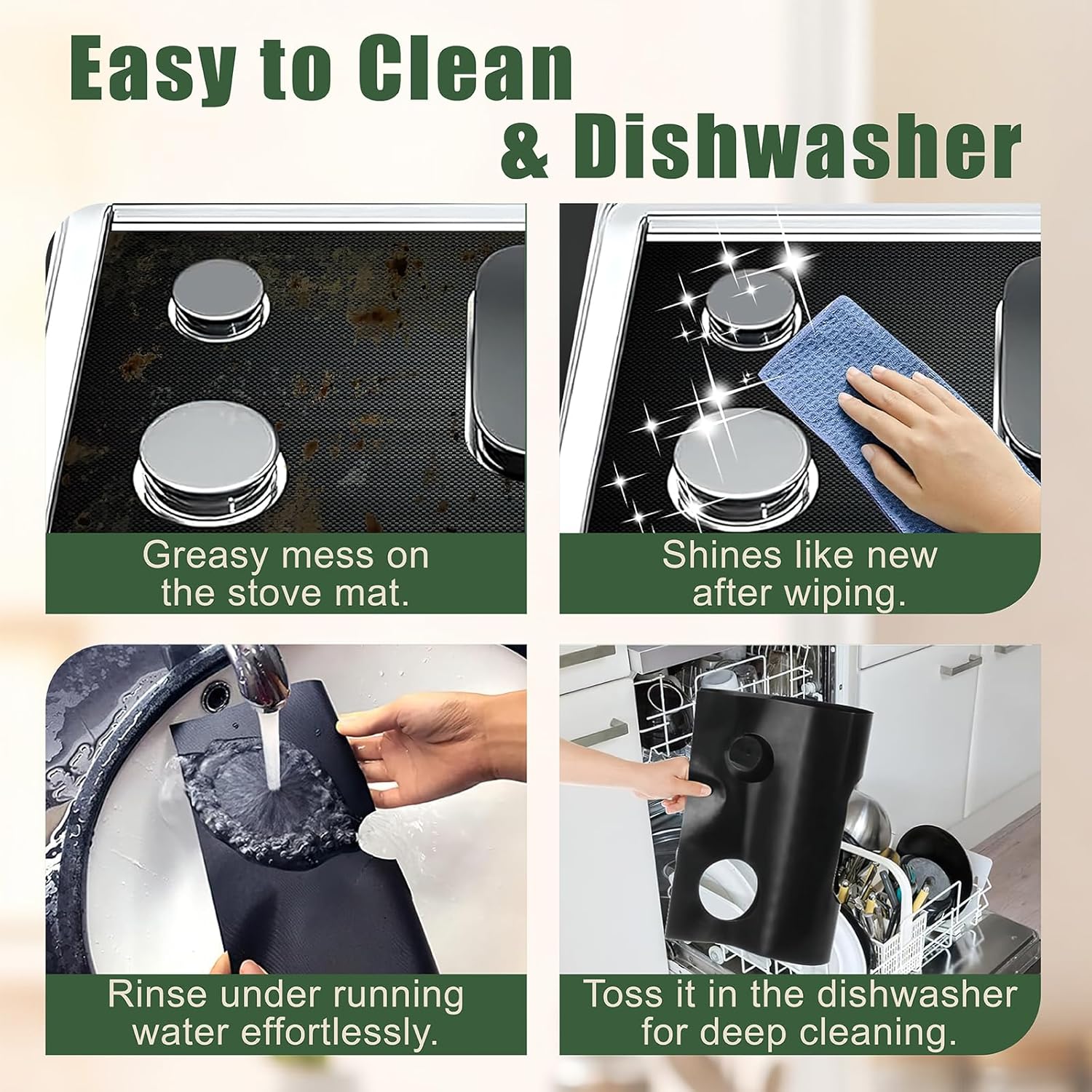 Stove Top Covers for Gas Burners,Non-Stick Stove Guard for Gas Stoves, Gas Stove Cover for Samsung Gas Stove, Reusable Stove Covers for Gas Stove Top (Black, 10-PACK)