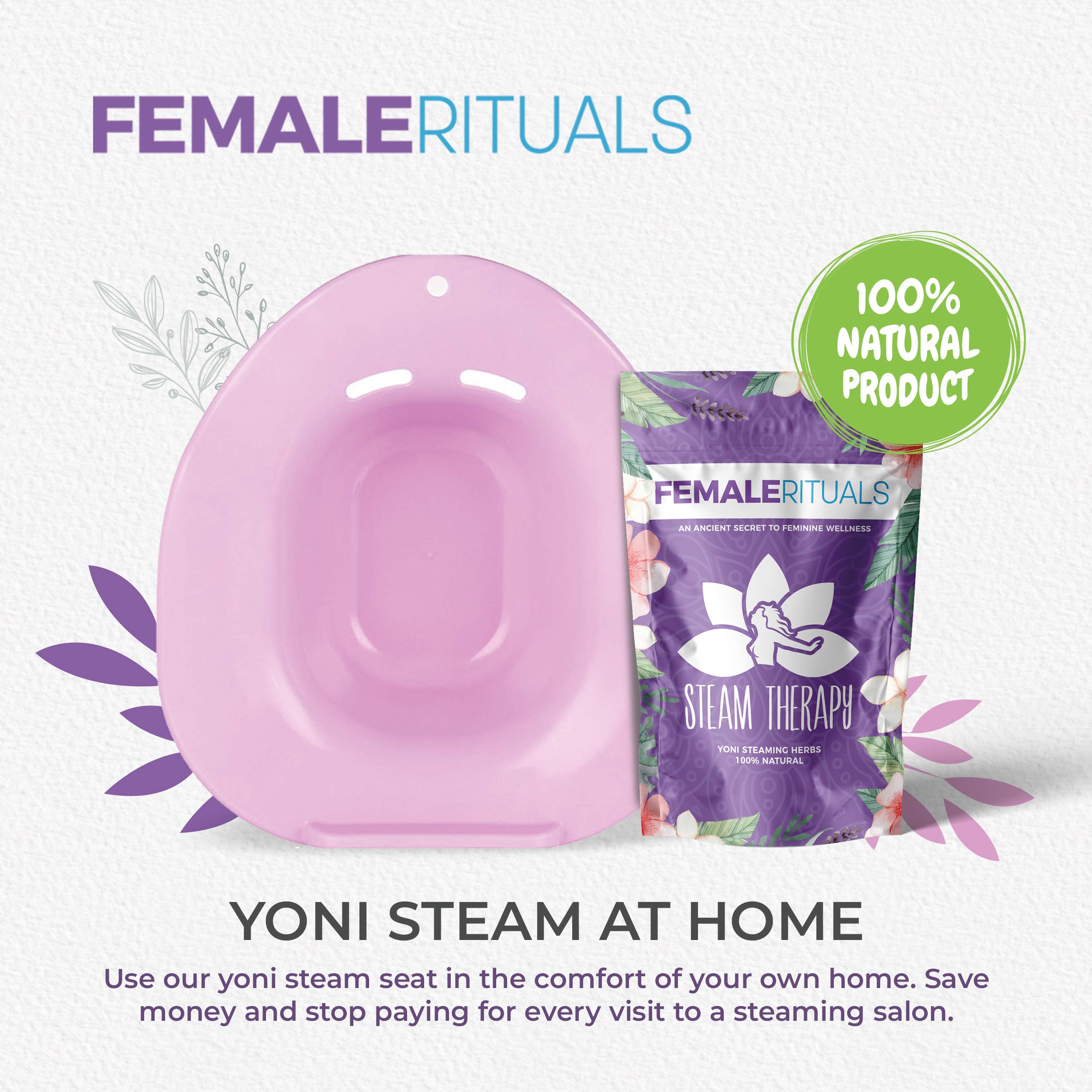 Female Rituals Yoni Steam Seat Kit with Yoni Steam Herbs (4 Ounce) Steam Bundle Yoni Steam