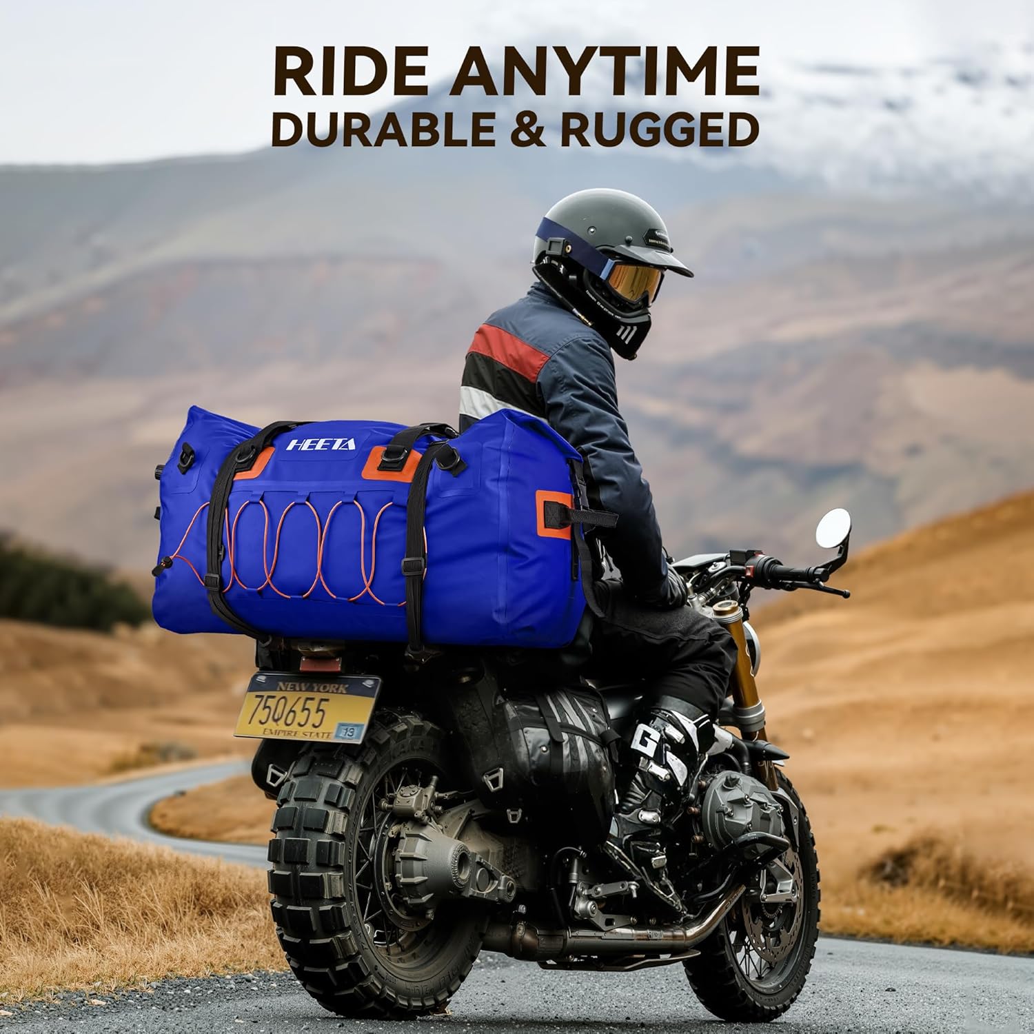 HEETA Waterproof Duffel Bag Motorcycle Dry Bag Backpack, 60L/80L Extra Large Rolltop Travel Duffle Bags with Straps & Handles for Kayaking Rafting Boating Canoeing Camping Gym Beach Cruise Ship - Image 4