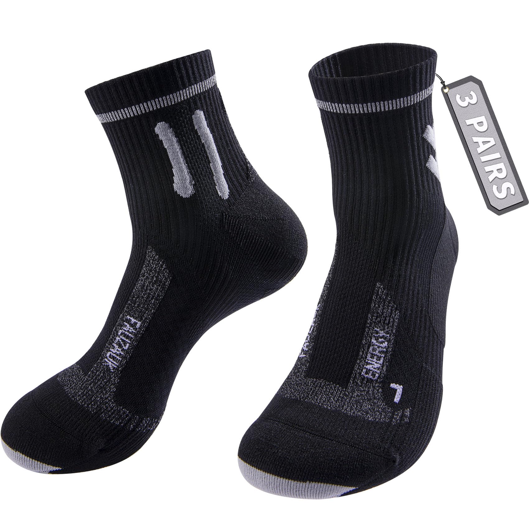Fauzauk Laufsocken Herren Damen Wandersocken Sommer Kurze Atmungsaktive Anti-Blasen Sportsocken Kompressions Socken for Wandern Trekking Fahrrad 3 Paar