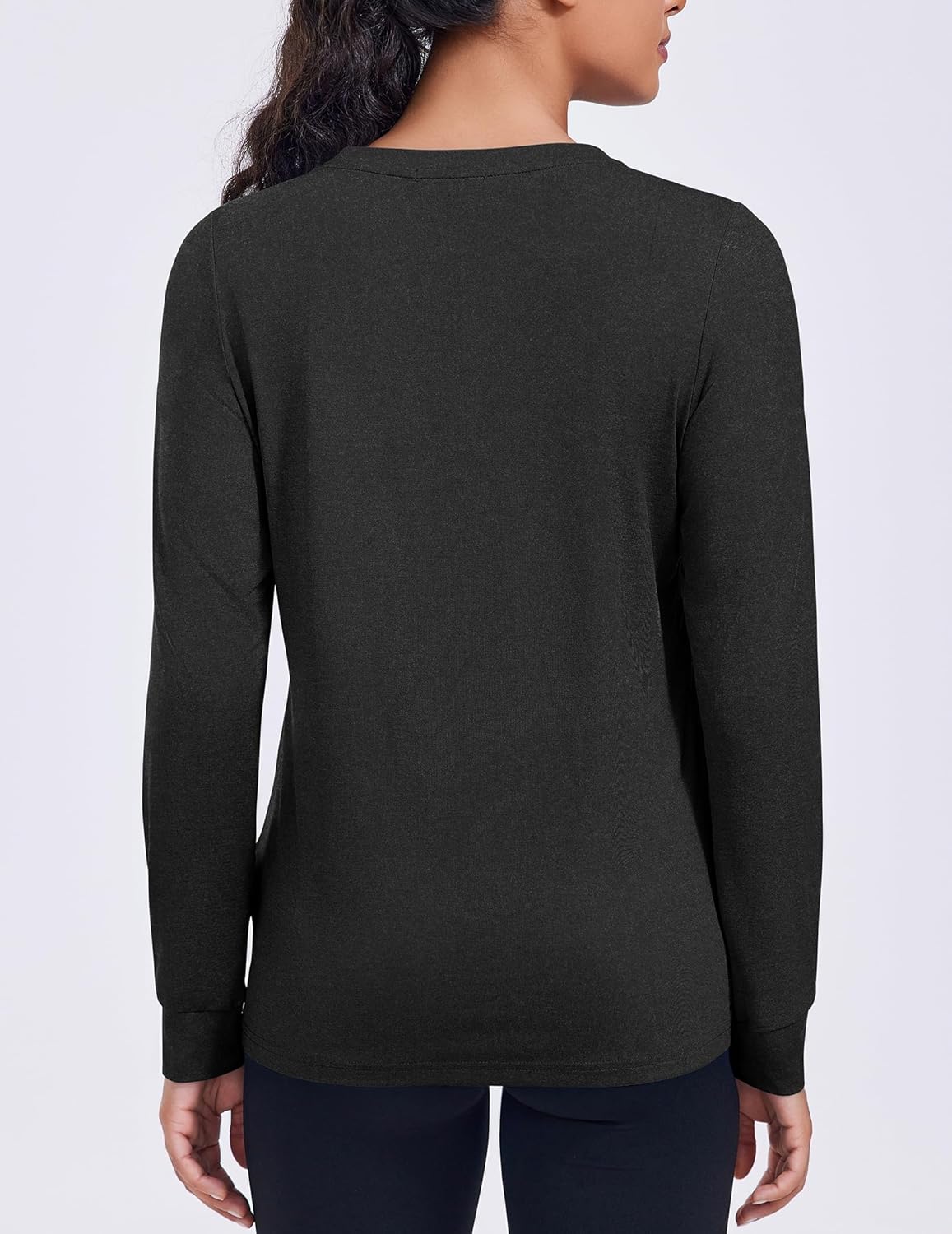 PINSPARK Long Sleeve Workout Tops for Women Crewneck Yoga Shirts Lightweight Athletic Gym Running Fall Sport T-Shirt - Image 2