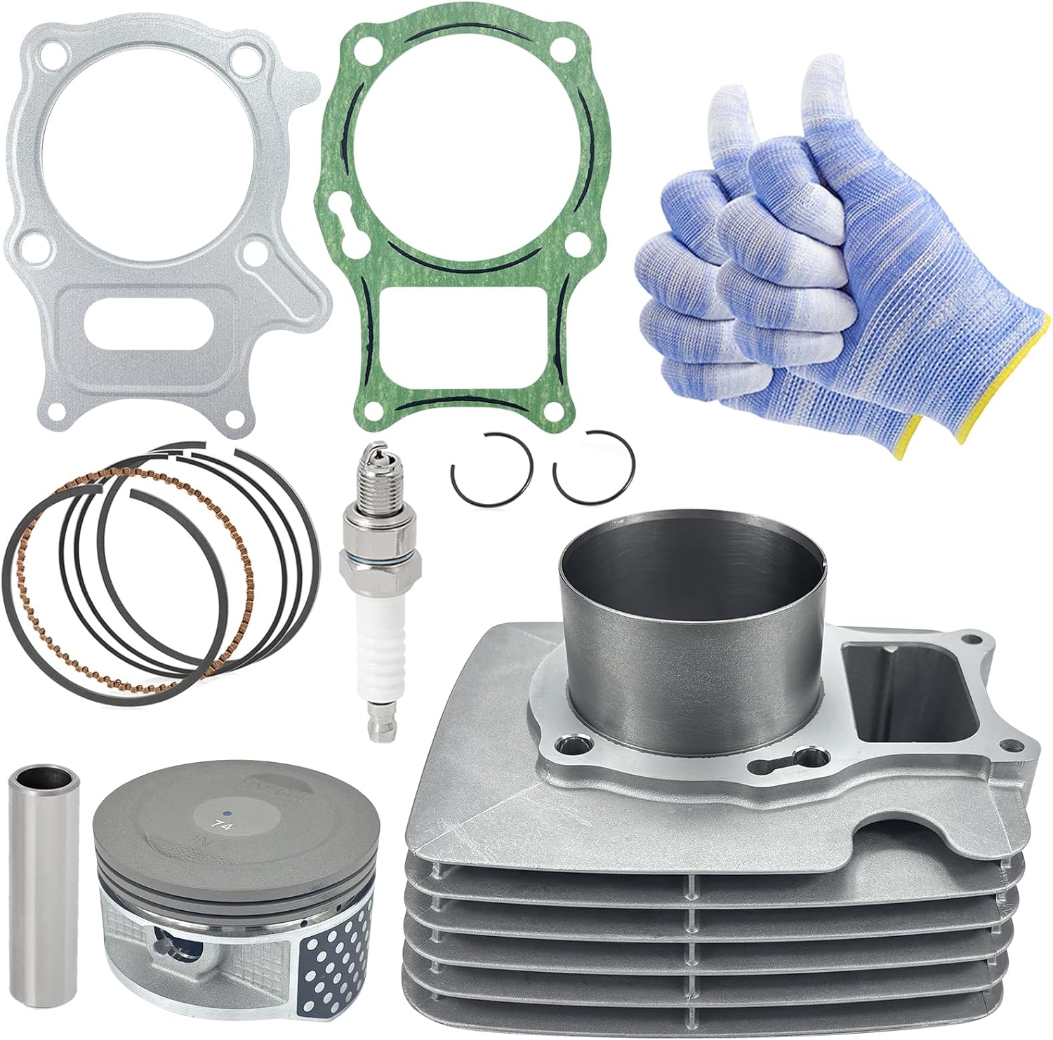 267cc 74mm Big Bore Cylinder Piston Ring Gasket Set - Top End Rebuild Kit for Honda Recon 250 TRX250 TRX250X Sportrax 250 TRX250EX TRX250TE TRX250TM (2002-2024)