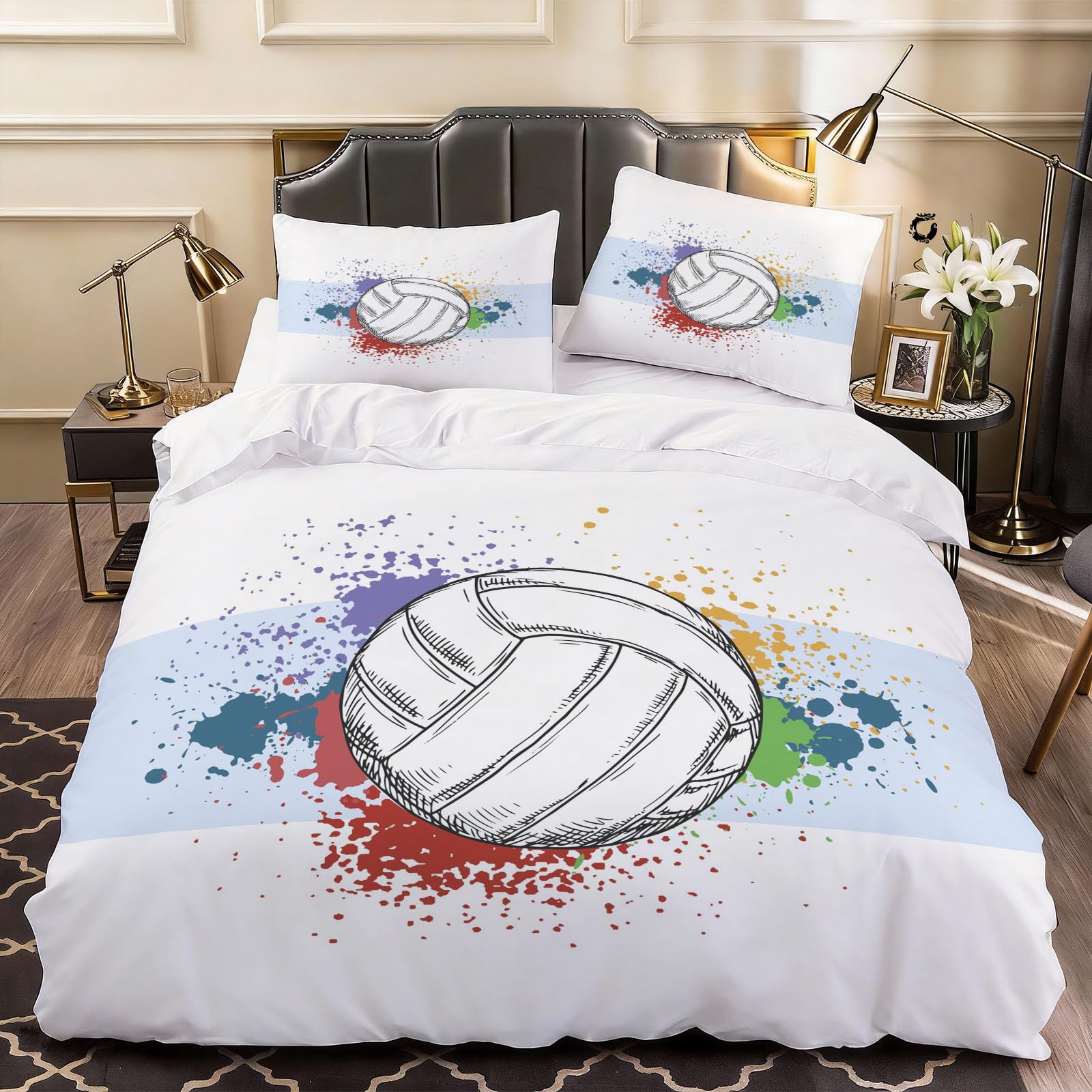 3D Haikyuu Duvet Cover Simple Bedding Double Bed Set, Soft Microfiber Comforter Cover Printed with Zipper Closure Quilt Coverr 200x200 cm and 2 Pillowcases