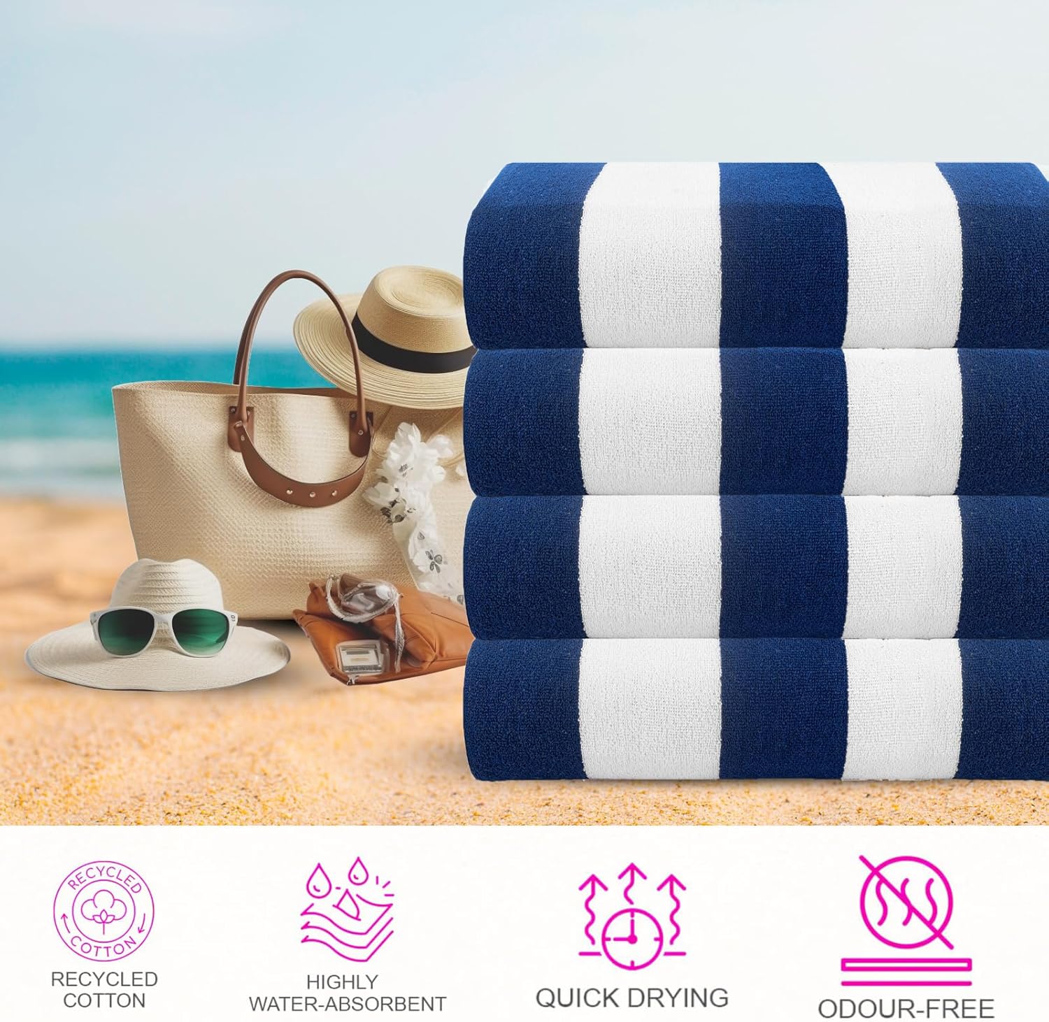 CASA COPENHAGEN Wave Textured 6 Pieces Towel Set- Toffee, 550 GSM 2 Bath Towel 2 Hand Towel 2 Washcloth, Rough & Tough Use Cotton Towels Gift Set for Bathroom