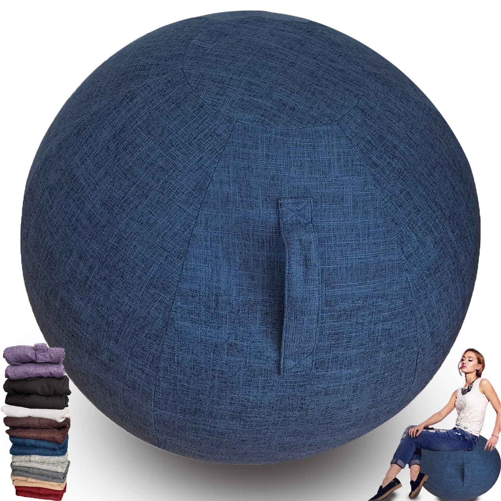 WTZHHK 9 colors Exercise Ball/Yoga Ball Cover 55/65/75cm Birthing Ball Pregnancy Pilates Balance Chair Anti Burst Ball Covers Storage Bag Accessories(excluding ball)(Blue,65CM)