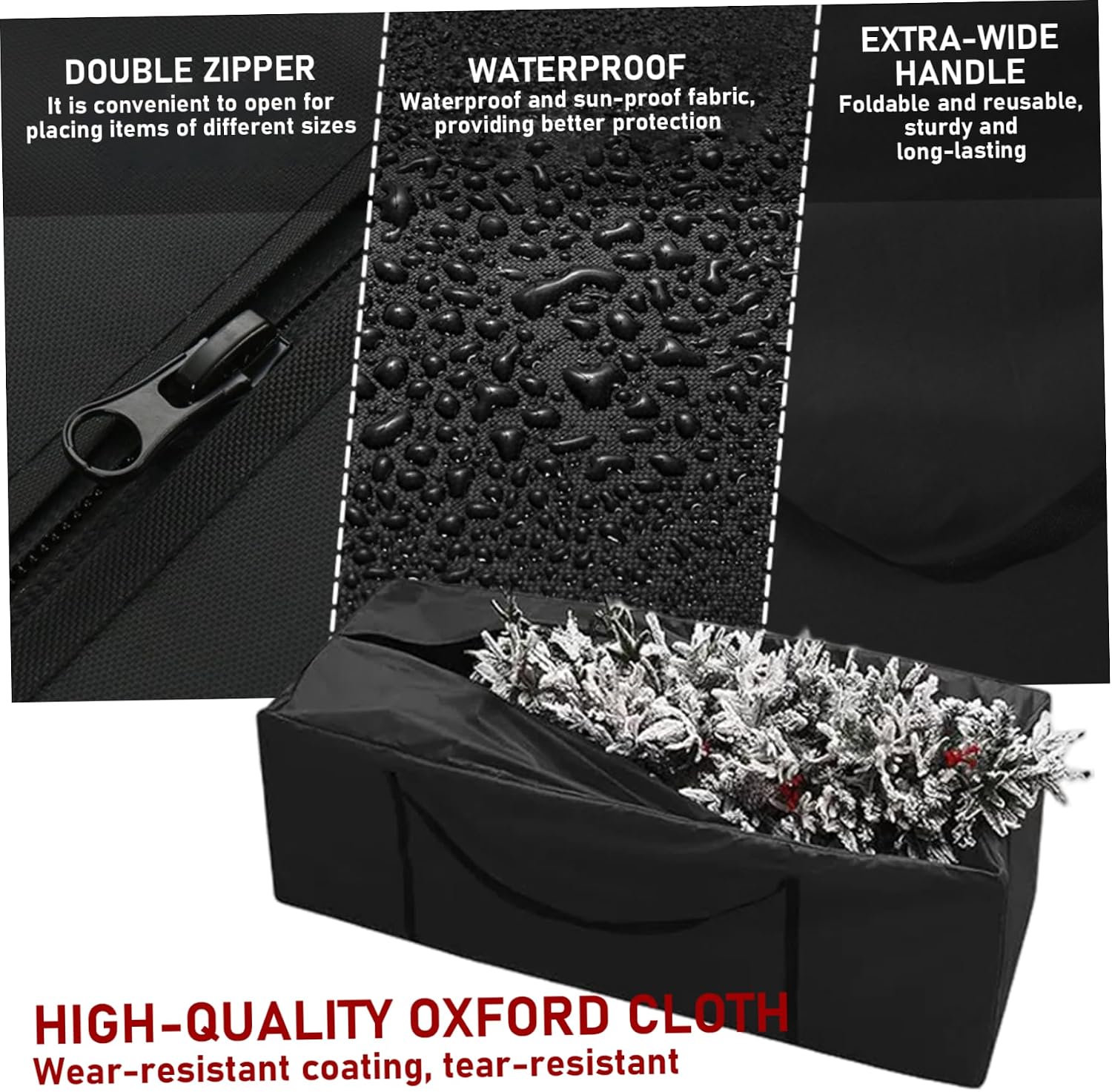 Outdoor Cushion Storage Bag 68x30x20 Inch Waterproof Heavy Duty Storage Bags with Handle and Zipper Cushion Covers for Outdoor Furniture, Covers