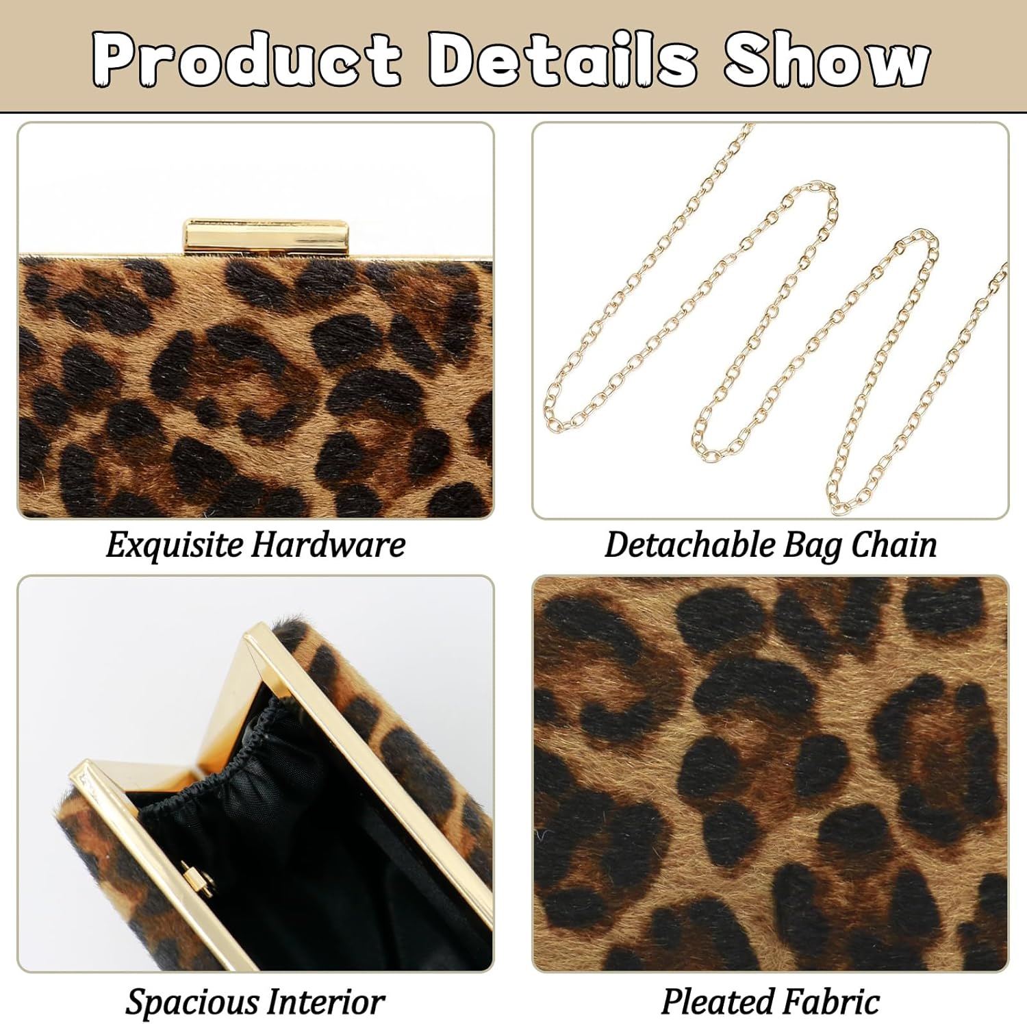 Clutch Purse for Women-Evening Bag with Removable Chain Strap Elegant Handbag for Wedding/Prom/Cocktail/Party - Image 2