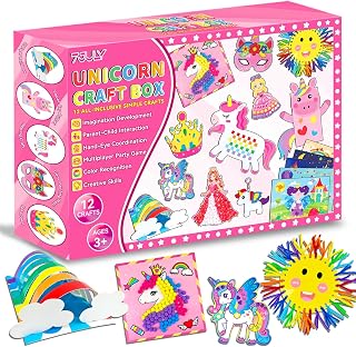 7july Unicorn Craft Box-12 Fun Arts and Crafts for Kids Ages 4-8,Educational Creative Toys, Art and Crafts Projects & Activities Kit with Supplies,Gift for Girls 3 4 5 6 7 8 Years Old