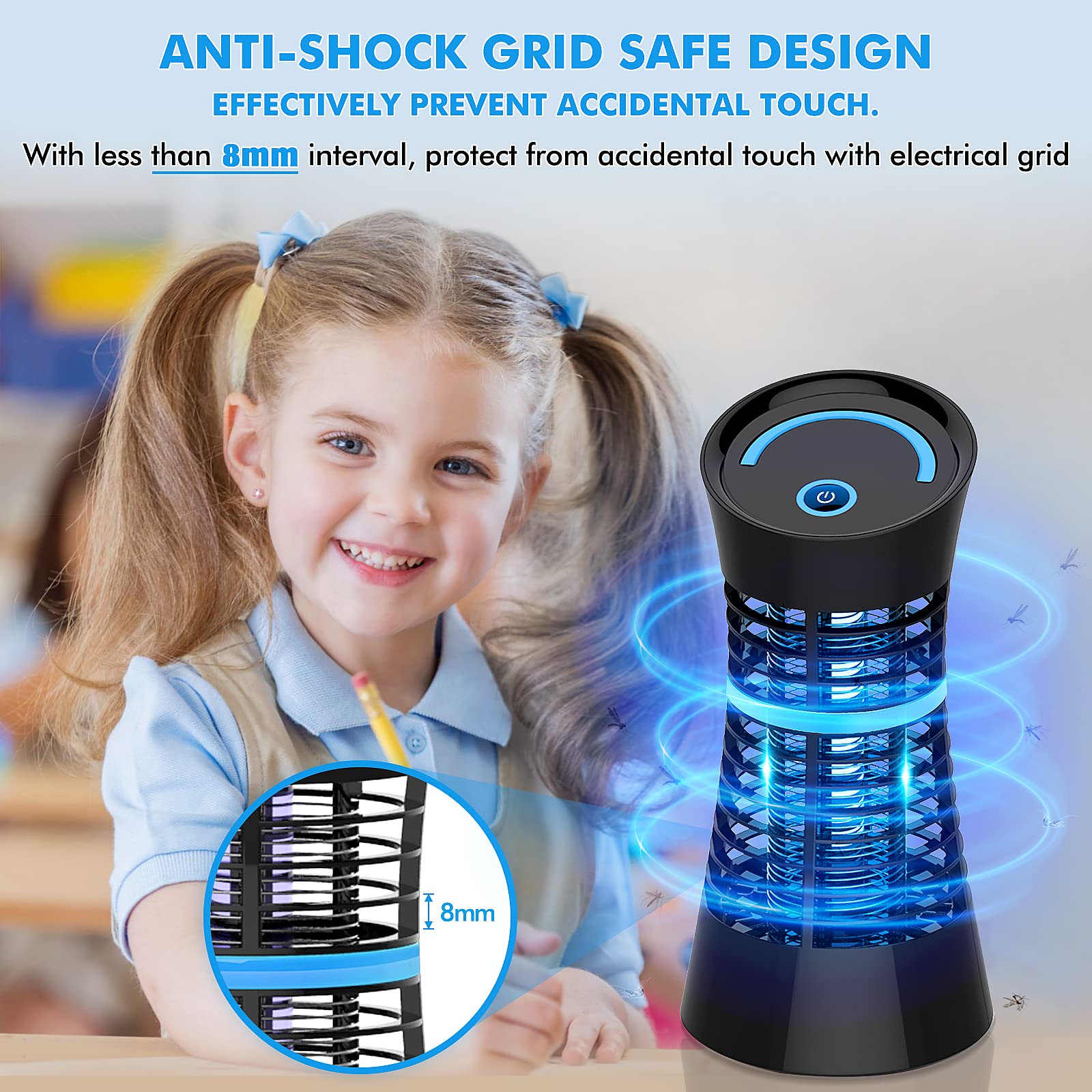 Lampe Anti Moustique Électrique - Tue Mouche 4W UV, Appareil Anti Moucherons, Mites, Insecte pour Intérieur (Maison, Cuisine, Chambre), Extérieur, Terrasse