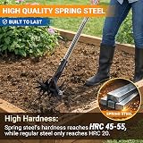 CKLT Cultivateur rotatif de 167,6 cm avec dents en acier à ressort et poignée réglable en acier inoxydable, outil manuel pour ameublir l'engrais de mélange de sol - 2