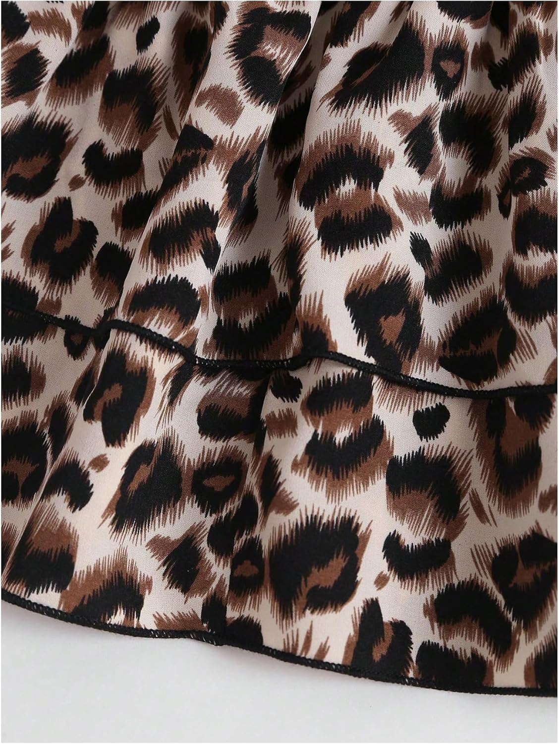 SweatyRocks Women's Leopard Print High Waist Ruffle Flowy Skirts Y2K Layered Pleated Short Skirt - Image 4