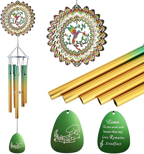 Miniatura 13 de Campanillas de viento para exteriores, campanillas de viento giratorias de 30 pulgadas con cristal que crean un efecto arcoíris, campanillas de