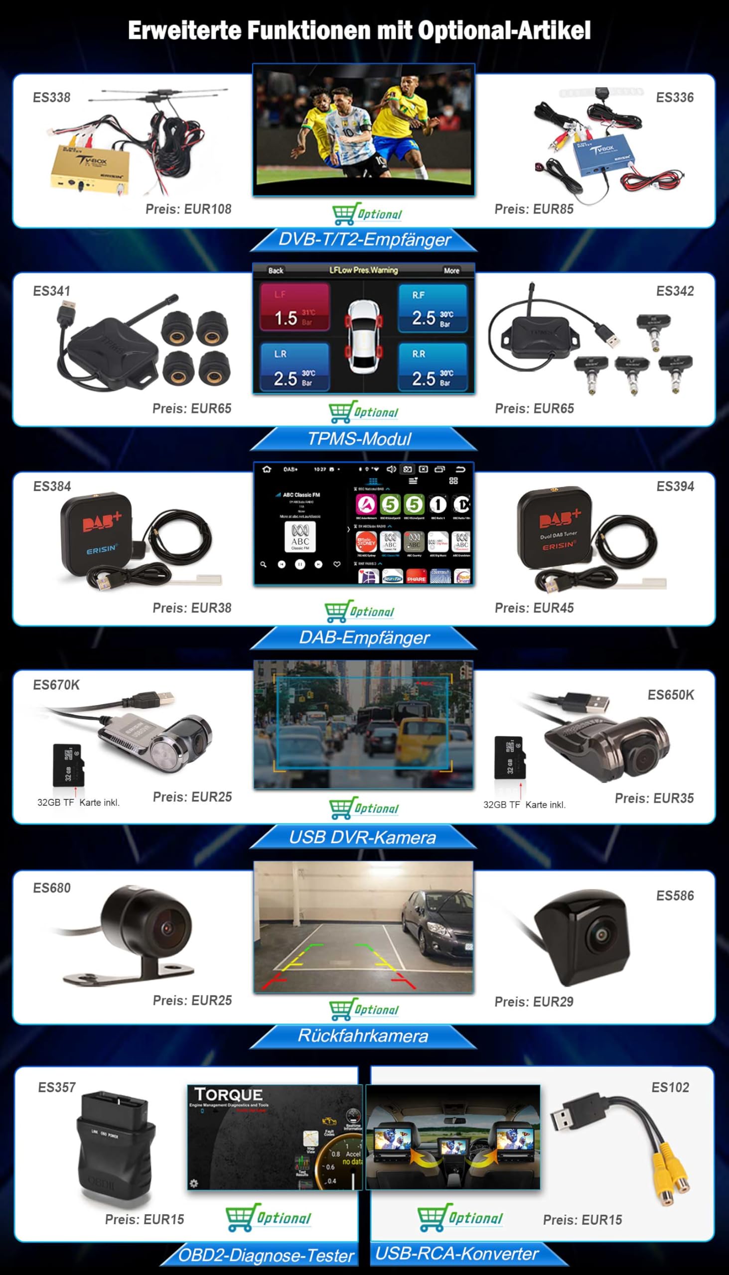 Erisin Qualcomm Android 14 9 cali 8 GB + 128 GB 8-rdzeniowe radio samochodowe Bluetooth GPS nawigacja do VW Golf 5 6 T5 Caddy Polo Passat B6 Touran, Skoda, Seat, Tiguan, obsługuje ekran dotykowy