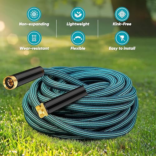 Miniatura 2 de Manguera de jardín de 25 pies, manguera de agua no expansible, ultra ligera, sin torceduras, resistente, flexible, resistente a la abrasión para