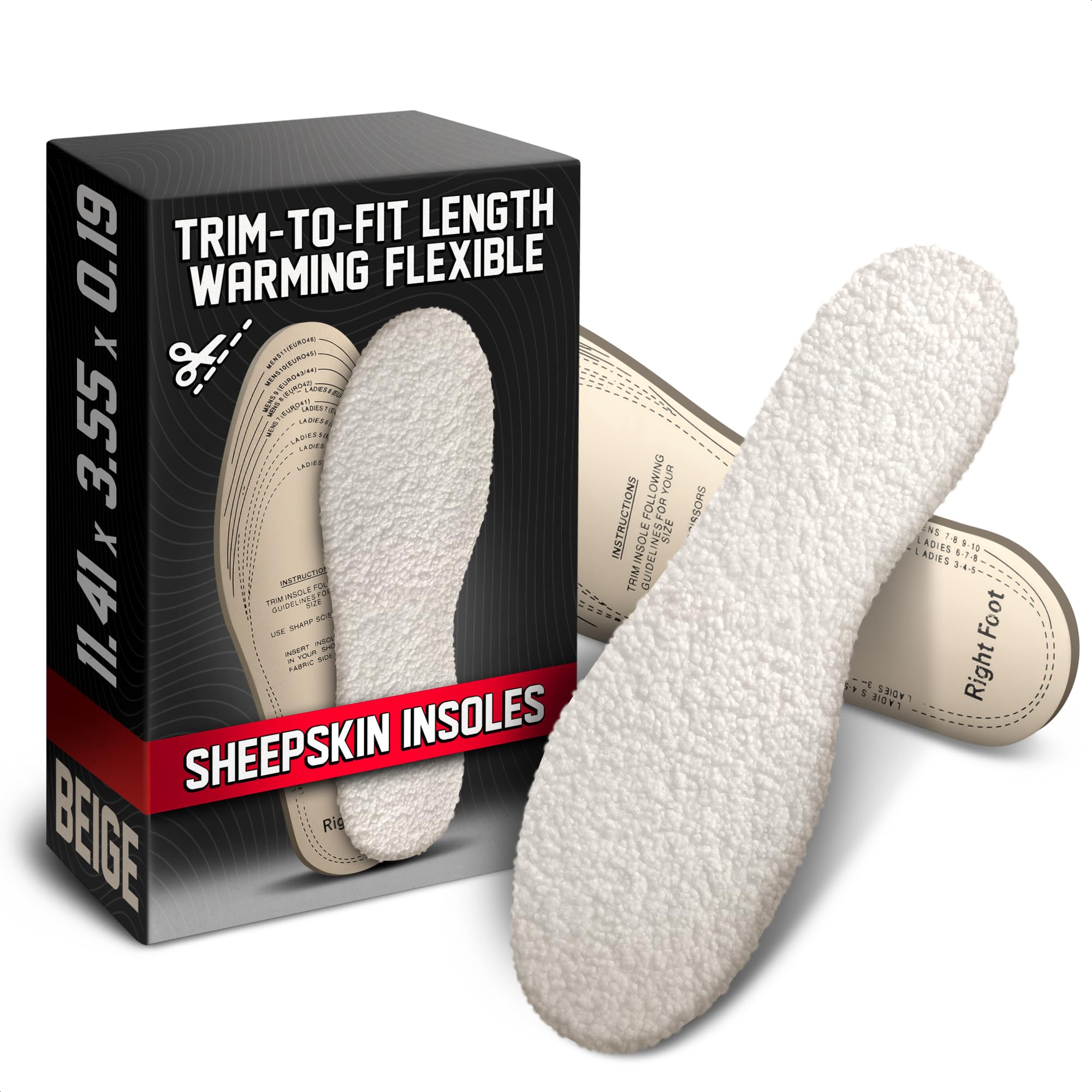 2 Pcs Fur Shoe Inserts – Ultra Thin Sheepskin Boot Insoles Women and Men – Trim-to-Fit Size for Winter & Summer, Soft to Wear, Provide Good Warmth and Cushioning – Versatile Use, All-Season Comfort