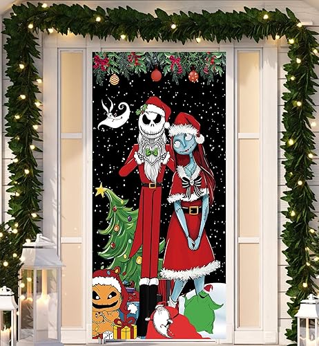 Jack Skellington Sally Banner Nightmare Before Christmas Decorations Door Cover