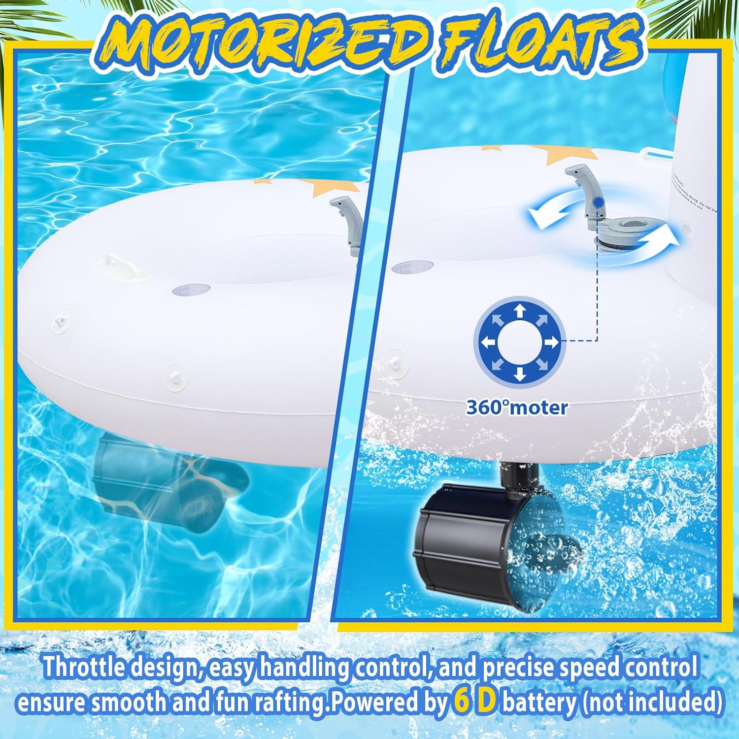 Motorized Pool Float for Adult, Pool Inflatable Lounger Chair Electric River Tube Floating with Pusher Handles Cup Holder and Pump for Party Beach Summer Fun