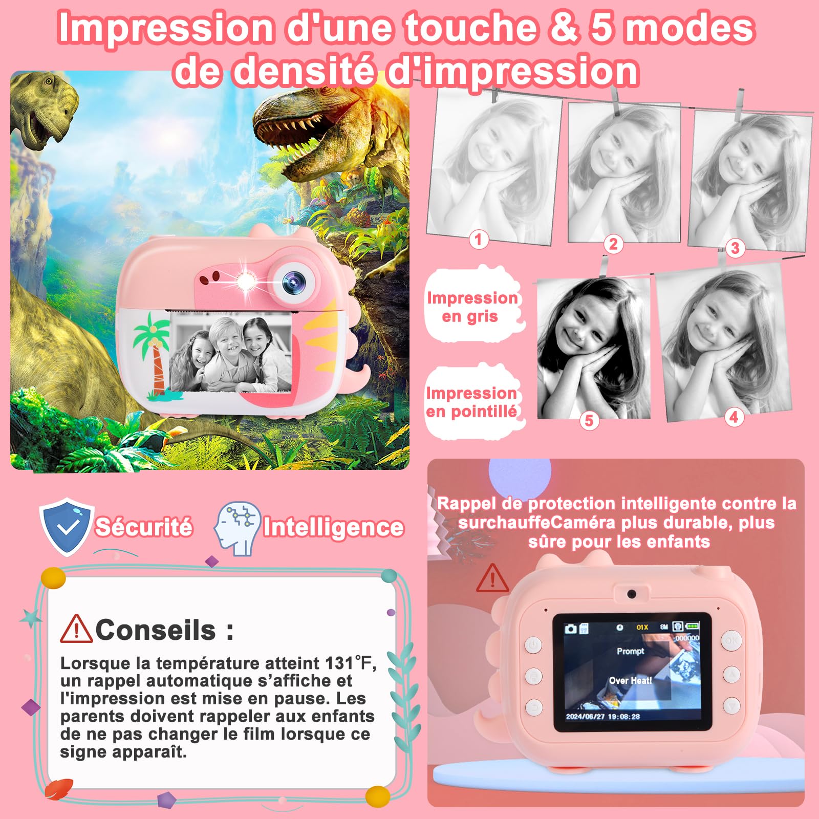 ARNSSIEN Appareil Photo instantané pour Enfants, Appareil Photo 1080P pour Enfants 7 Rouleaux de Papier d'impression, Cadeaux de Noël et d'anniversaire pour Les garçons et Les Filles de 3 à 12 Ans,M3 ARNSSIEN Appareil Photo instantané pour Enfants, Appareil Photo 1080P pour Enfants 7 Rouleaux de Papier d'impression, Cadeaux de Noël et d'anniversaire pour Les garçons et Les Filles de 3 à 12 Ans,M3