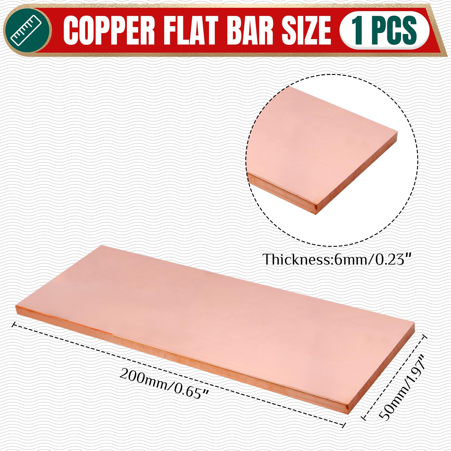 Barre piatte in rame, 6 x 50 x 200 mm, barre in rame, barre in rame per artigianato, modellismo, riparazioni, elettricità