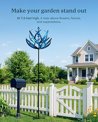 Miniatura 7 de Molinillos de viento de 91 pulgadas para exteriores  Esculturas de viento de metal extra grandes para exteriores con estaca, molinos de viento para