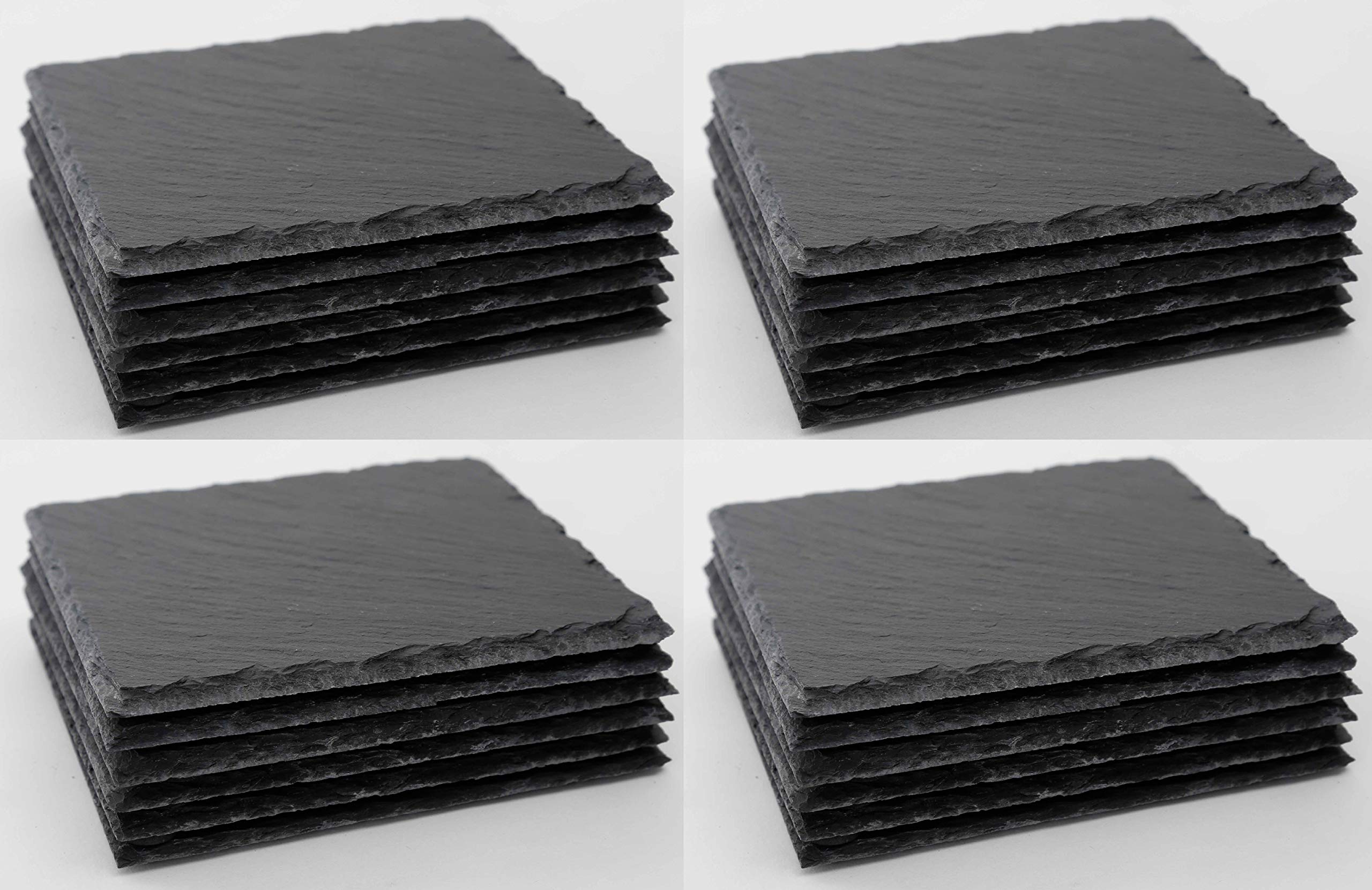 Novaliv 24x Schieferplatten I quadratisch I 15x15x0,5 cm I Telleruntersetzer Servierplatte länglich Sushi Teller Sushi Brett Dekoteller Schiefertafel