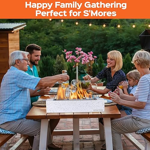 Miniatura 6 de Fogata de mesa rectangular de 18 pulgadas, para interiores, etanol, sin humo, cuenco de mesa portátil de hormigón, chimenea personal al aire libre