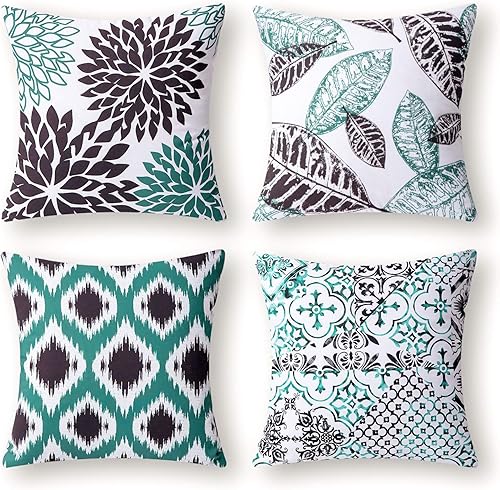 Phantoscope Juego de 4 fundas de cojín decorativas de color amarillo y verde, 18 x 18 pulgadas, 17.7 x 17.7in