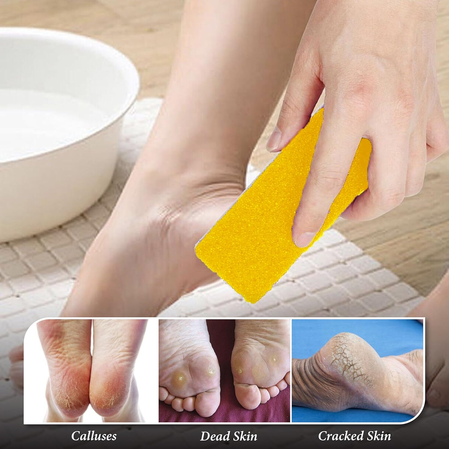 Disposable Pumice Stones, 1600 PCS/Box, Bulk Yellow Pumice Stones for Foot Callus Removal, Nail Salons, and Pedicure Treatments