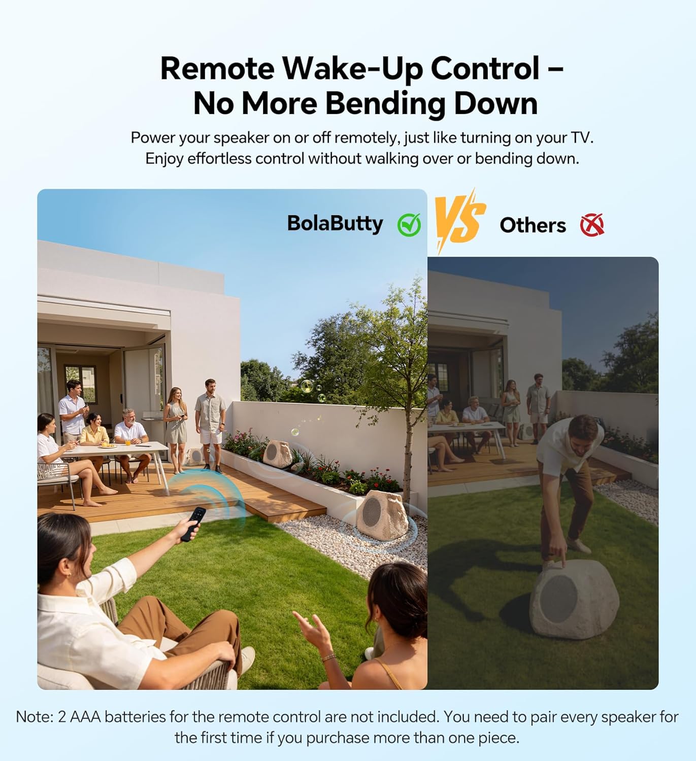 Upgraded Outdoor Rock Speaker 60W Deep Bass Multi-Sync up to 100Pcs, Remote Control, IPX7 Waterproof Solar-Powered with LED Lights Perfect for Pool, Garden, Patio, Ideal for Music Lovers - 2 Packs