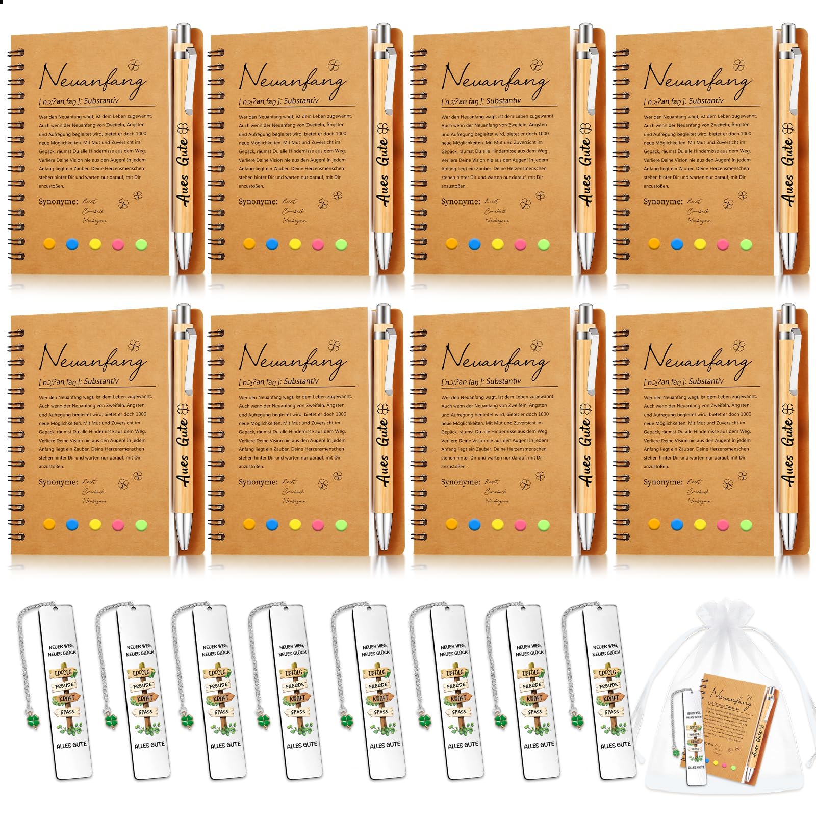 TUZELIYA Abschiedsgeschenk Kollegen, 8 PCS Neuanfang Geschenk Notizbuch- Abschiedsgeschenk Kollegin Jobwechsel - Abschied Kollege Kollegin - Renteneintritt, Ruhestand, Jobwechsel Geschenk
