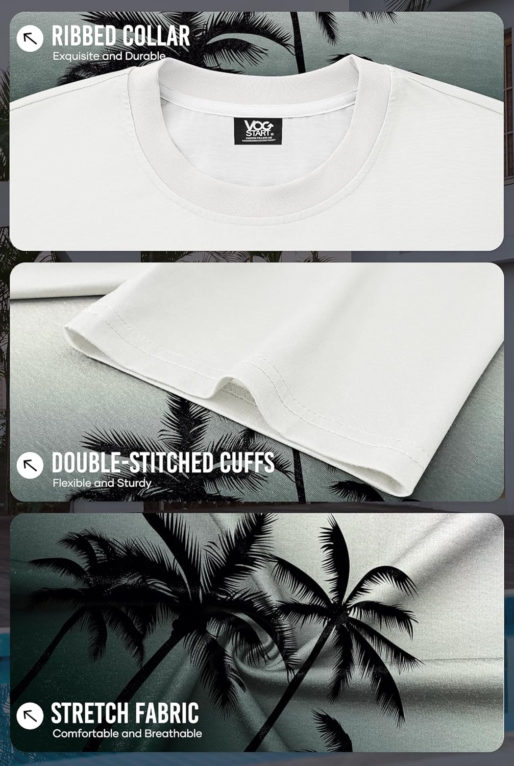 Men's Summer Graphic Shirts Crew Neck Short Sleeve Tropical Ombre Tee Shirt (S-2XL) - Image 6